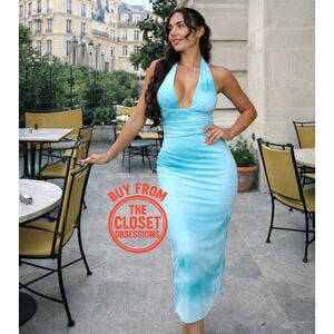 ZARA Blogger Fave Blue Halter Midi Dress NWT – Sizes M & L